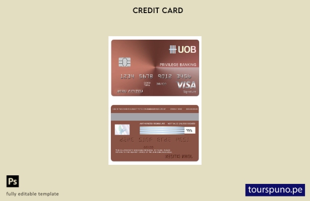 listo para imprimir plantilla de tarjeta de firma de débito visa bancaria UOB de